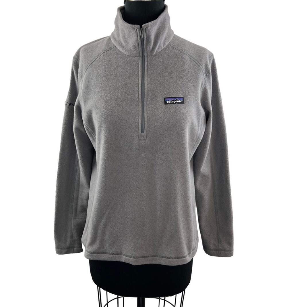 PATAGONIA Gray Sweatshirt Half Zip Mock Neck Fleece Worn Wear Size Medium M